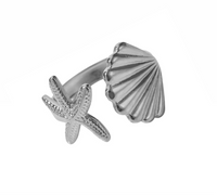Shell & Starfish Ring- Silver