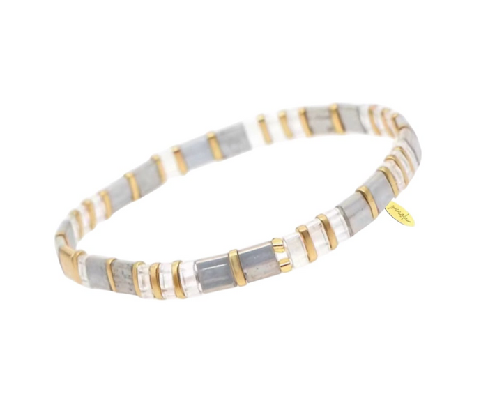 Glass Bead Bracelet- Grey