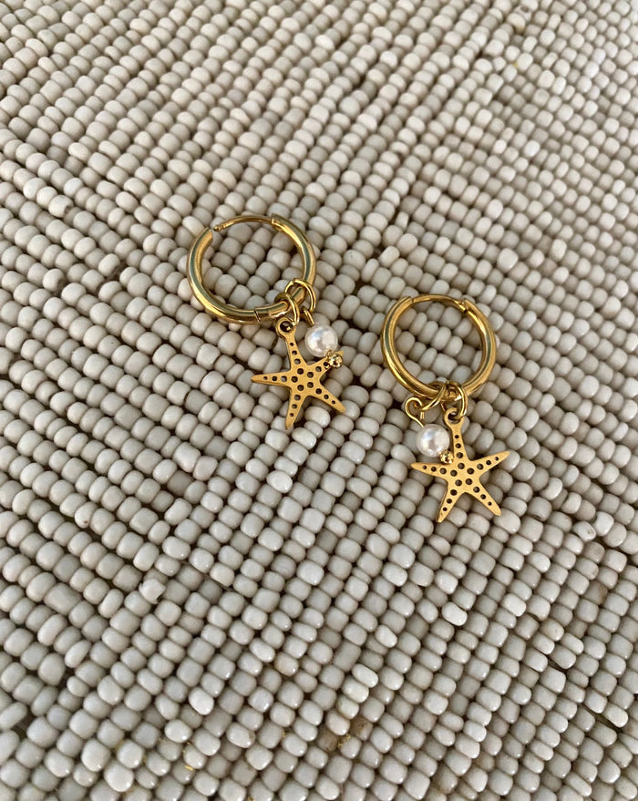 Starfish earrings- white