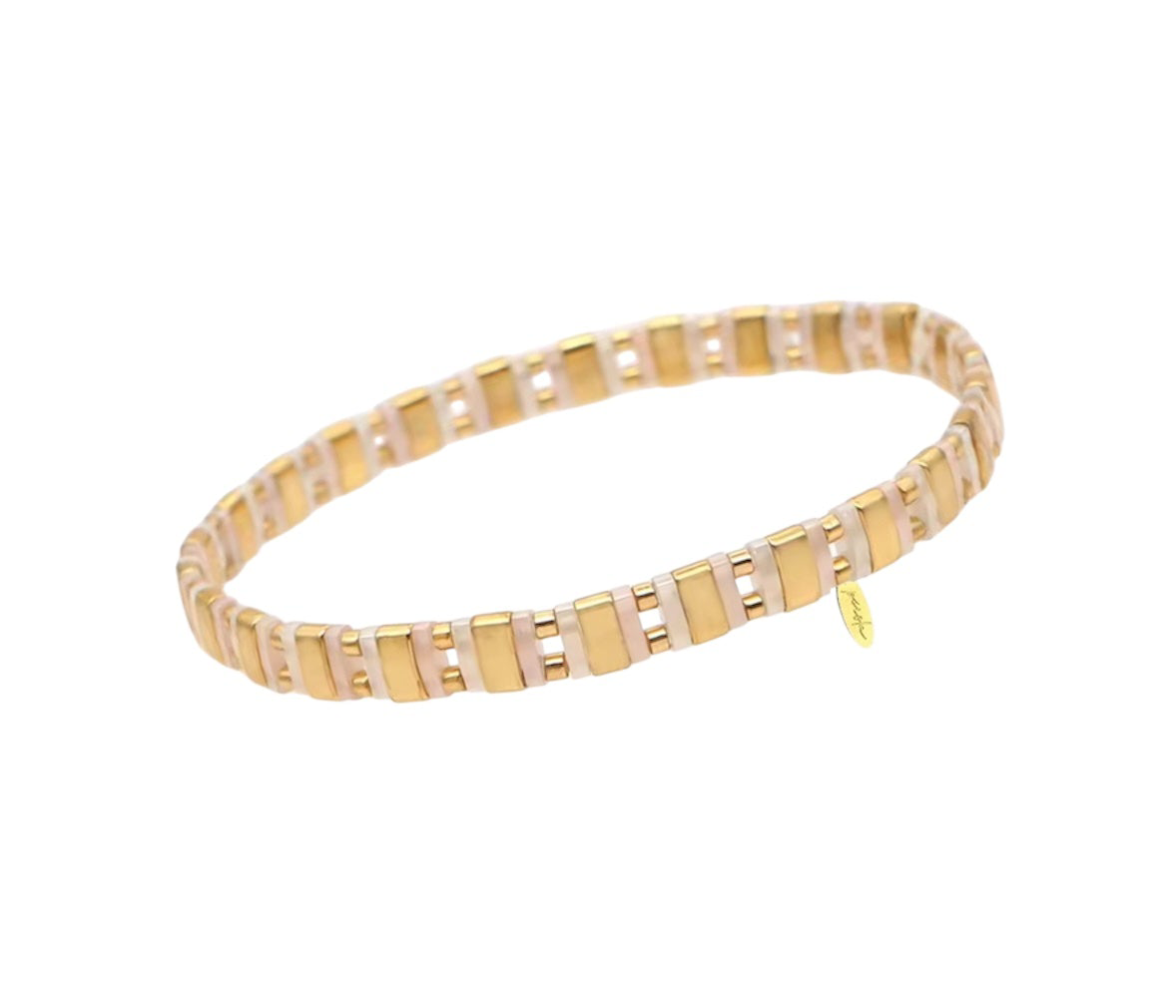 Glass Bead Bracelet- Gold