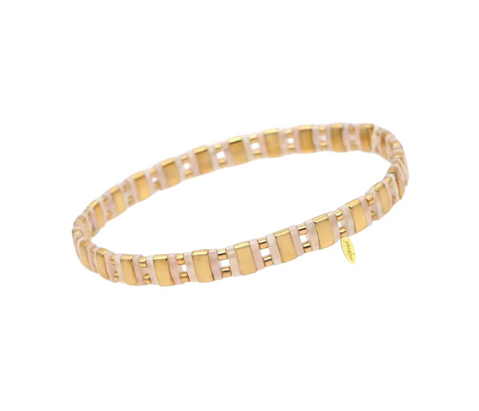 Glass Bead Bracelet- Gold