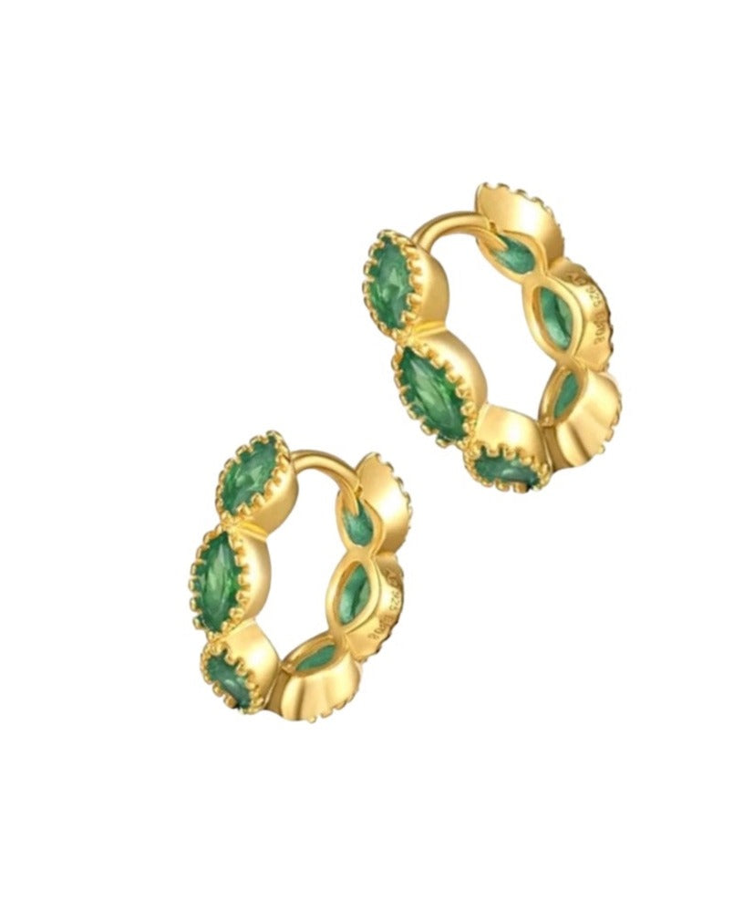 Poppy earrings- gold/green