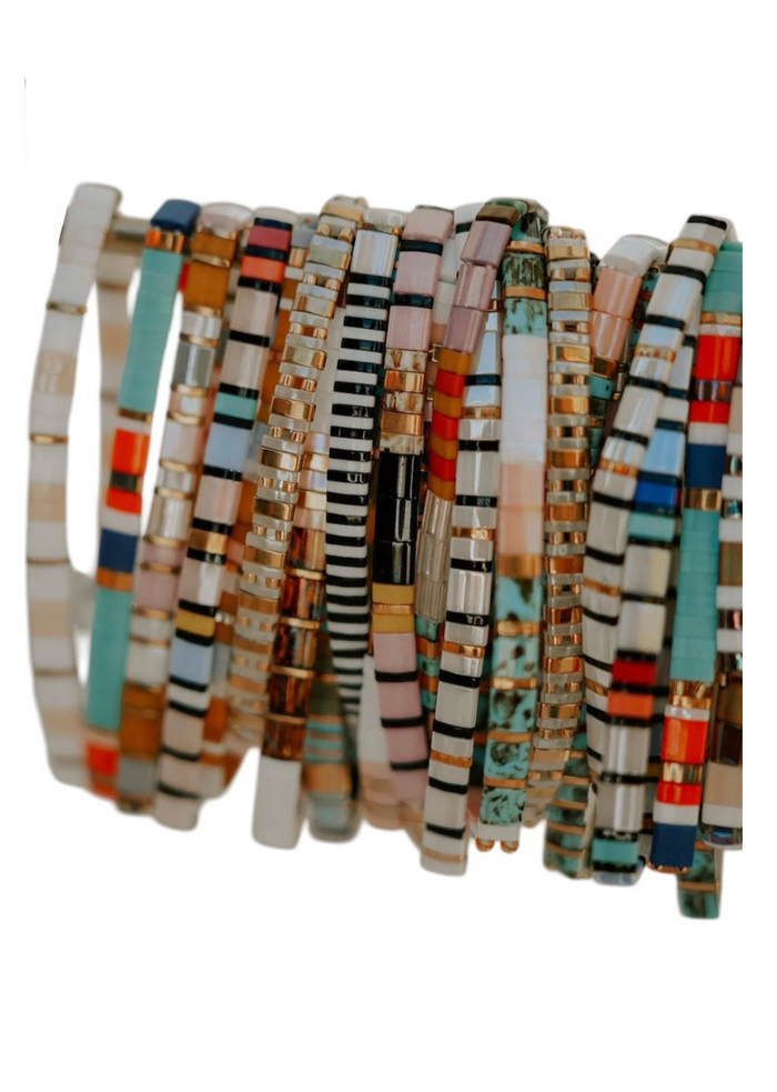 Glass bead bracelets- assorted colours