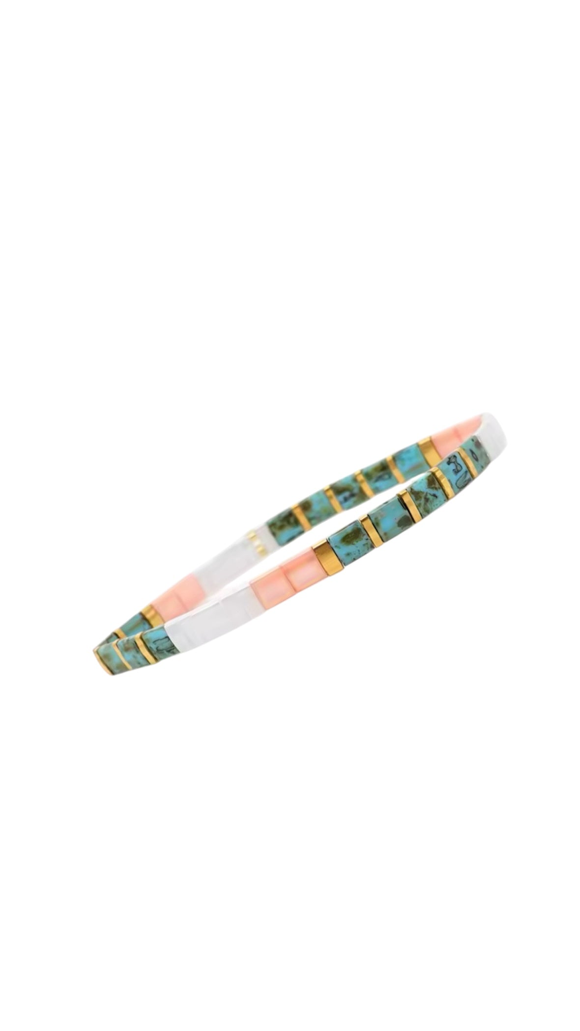 Glass bead bracelet- turquoise/pink