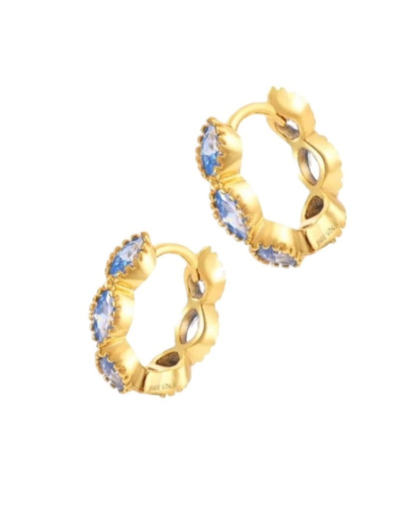 Poppy earrings- gold/blue