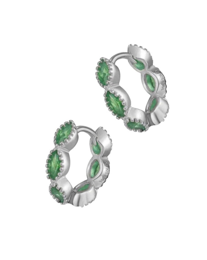 Poppy earrings- silver/green