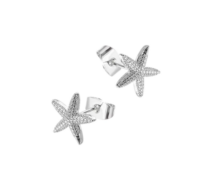 Starfish Stud Earrings- Silver