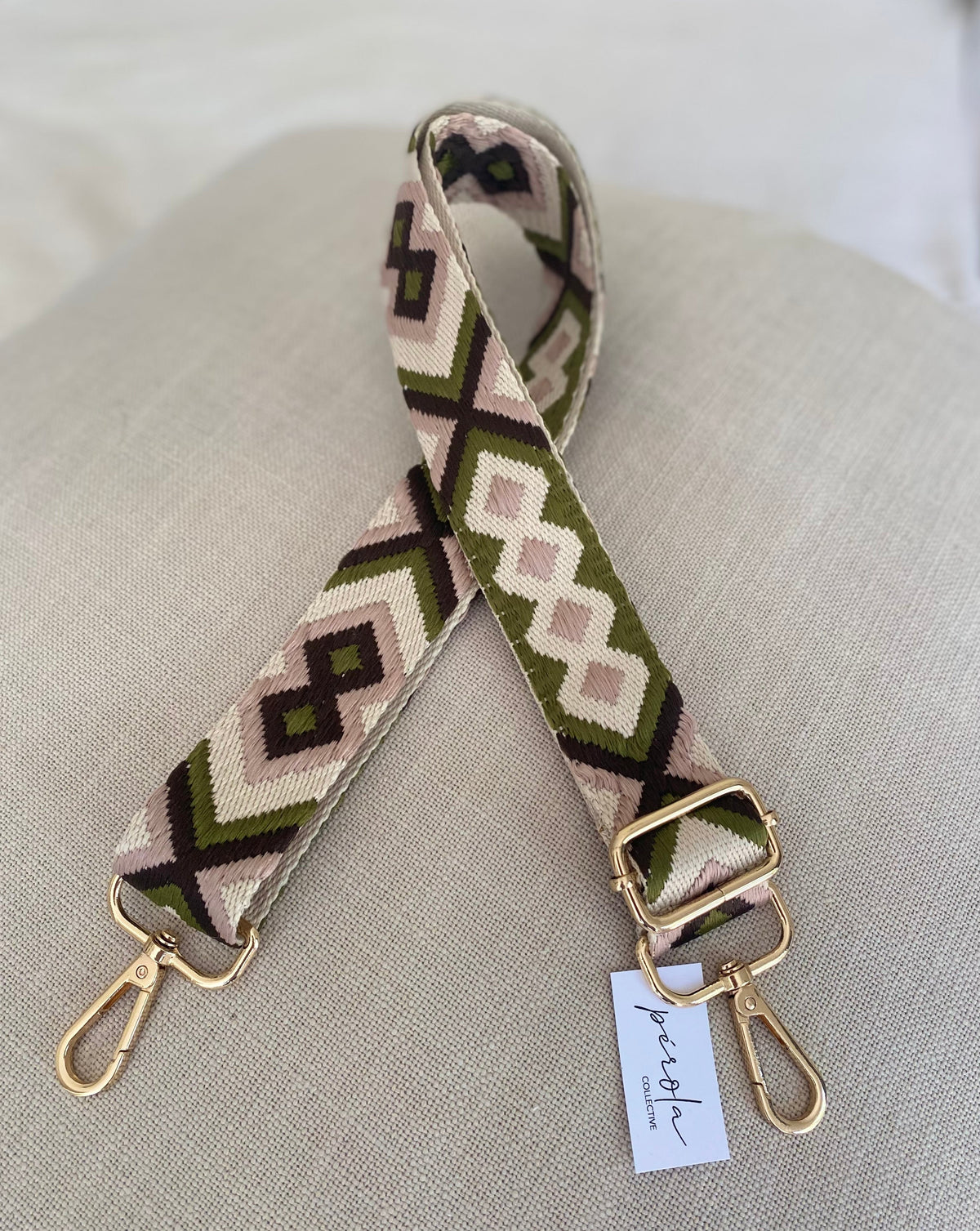 Bag Strap- khaki/pink