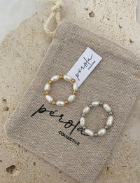 Freshwater pearl stacking ring- multiple beads