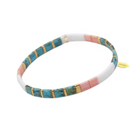 Glass Bead Bracelet- Turquoise/Pink