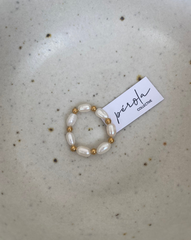 Freshwater pearl stacking ring- multiple beads