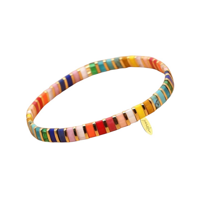 Glass Bead Bracelet- Rainbow