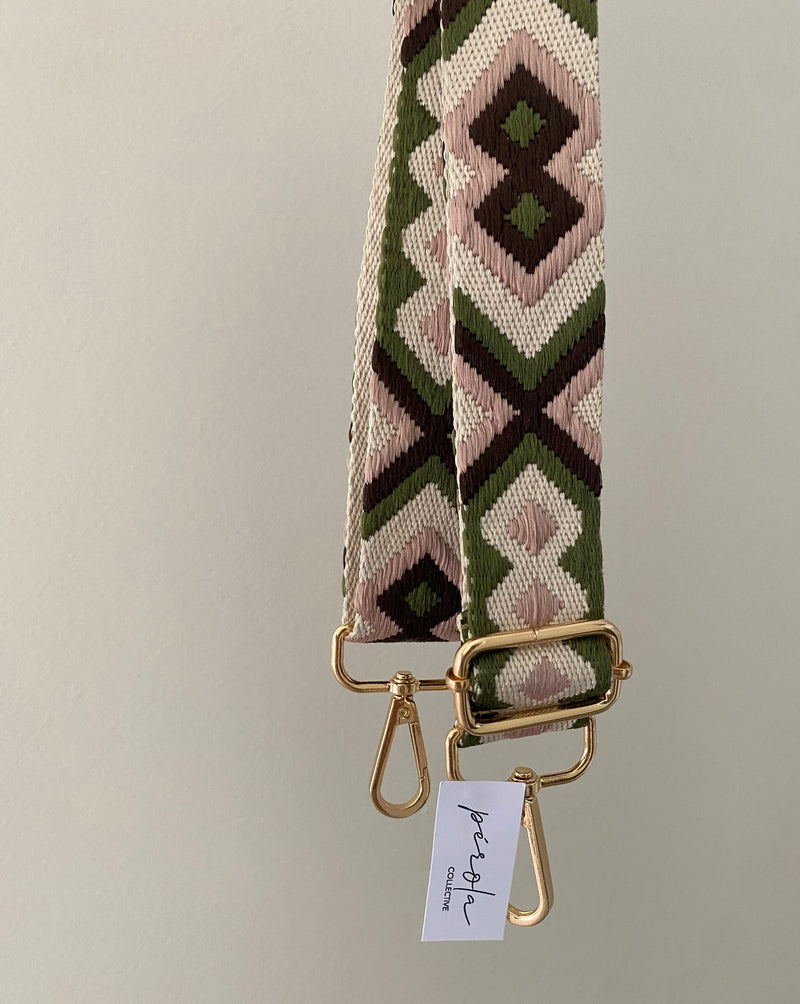 Bag Strap- khaki/pink