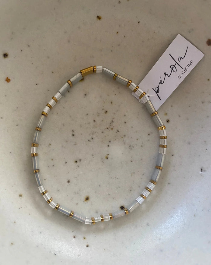Glass Bead Bracelet- Grey
