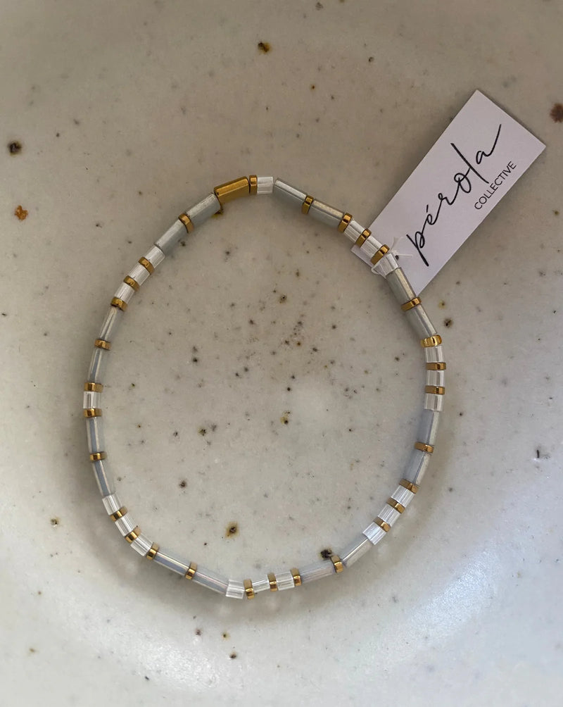 Glass Bead Bracelet- Grey