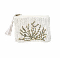 Coral Beaded Pouch