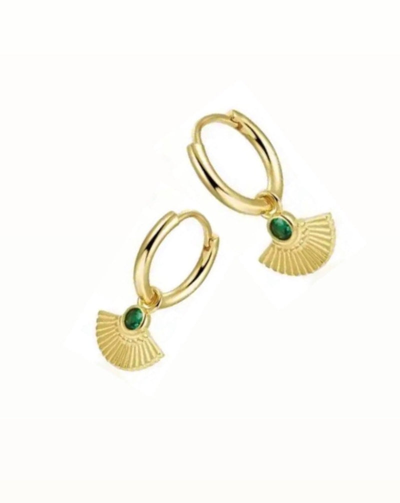 Fan earrings- green